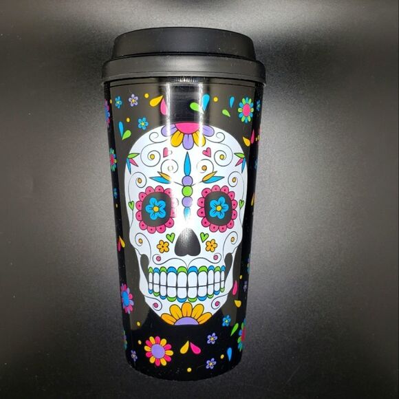 Dia De Los Muertos sugar skull travel mug 16.5 oz tumbler - Picture 1 of 5